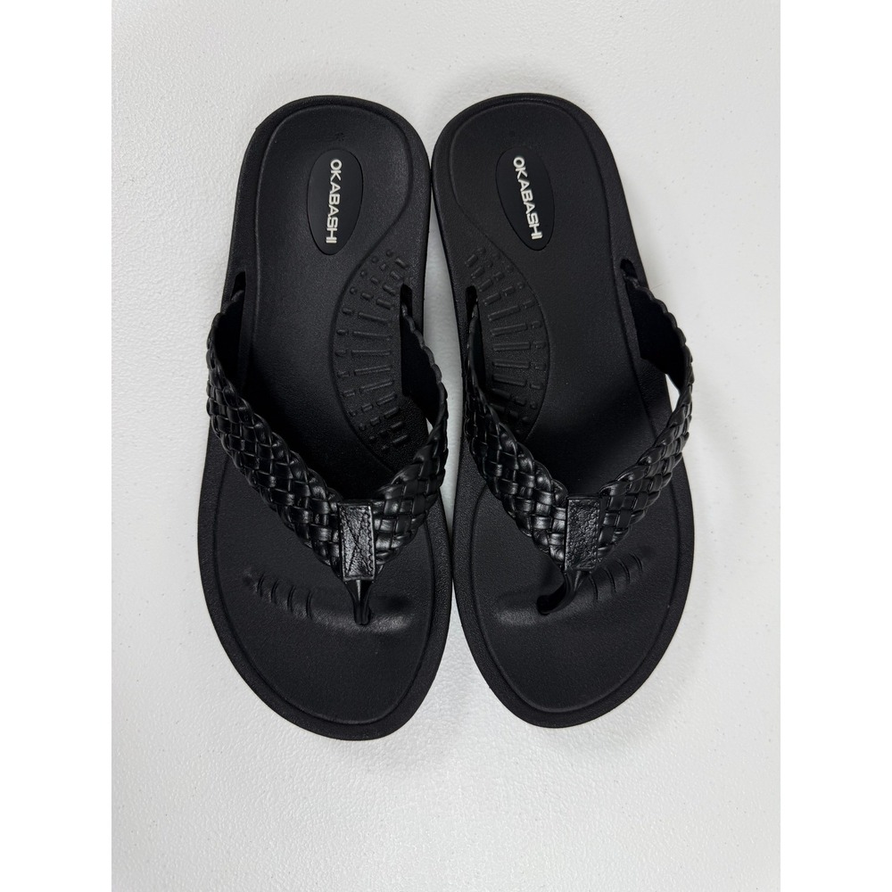 Okabashi Flip Flop Sandals Women Size M 7-8 Black Pool Beach Comfort Casual